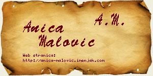 Anica Malović vizit kartica